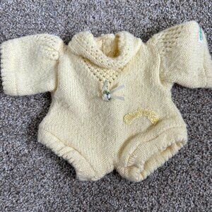 Cabbage Patch Kid Doll Yellow Knit Romper Outfit 1985 Vintage